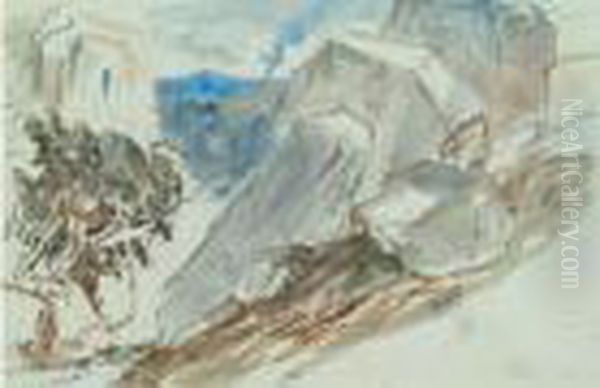 Rochers De La Vallee D'apt Oil Painting by Paul Huet