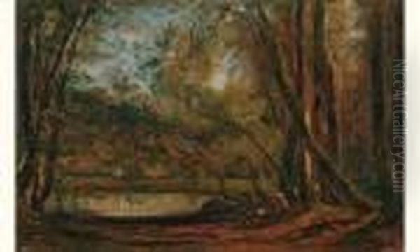 La Mare, Foret De Compiegne, Circa 1837 Oil Painting by Paul Huet