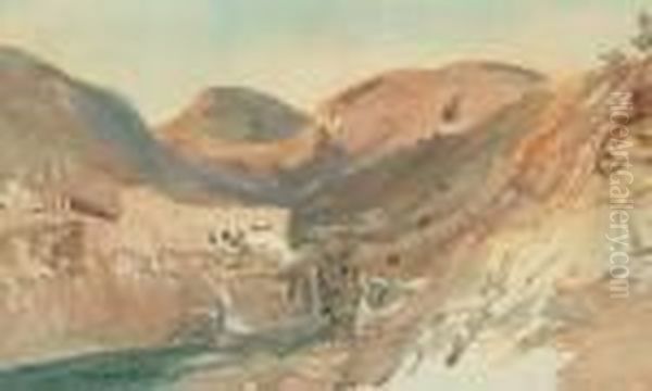 Ollioules Pres Toulon, Route De Marseille, Circa 1838-39 Oil Painting by Paul Huet