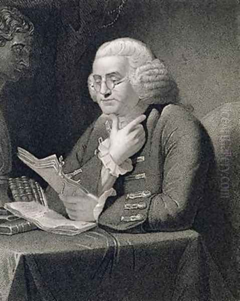 Portrait of Benjamin Franklin engraved by Thomas B Welch 1814-74 Oil Painting by David Martin