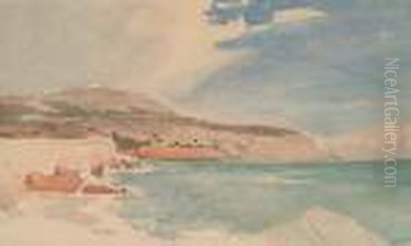 La Mer Aux Environs De Nice Oil Painting by Paul Huet