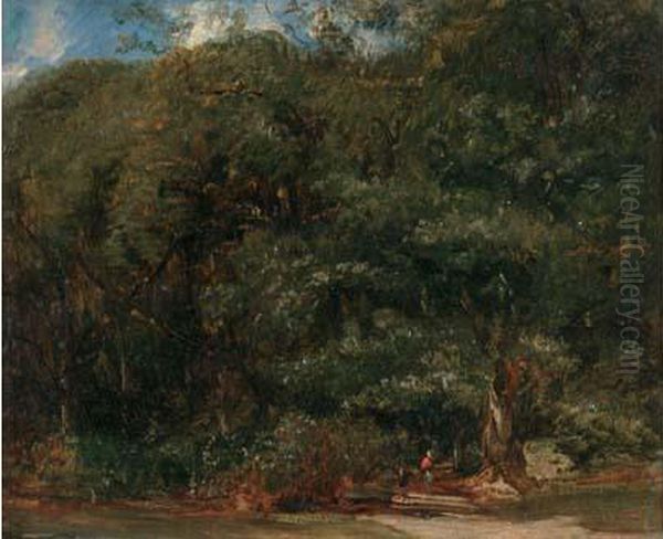 Lisiere En Foret De Compiegne, Circa 1832 Oil Painting by Paul Huet