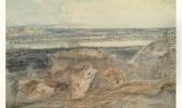 Avignon, Vue Generale Prise De Villeneuve-les-avignon Oil Painting by Paul Huet