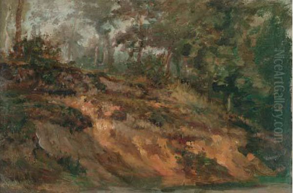 Talus A Chaville, Circa 1863 Oil Painting by Paul Huet