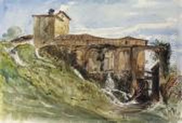 A Villa Near Rome Oil Painting by Paul Huet