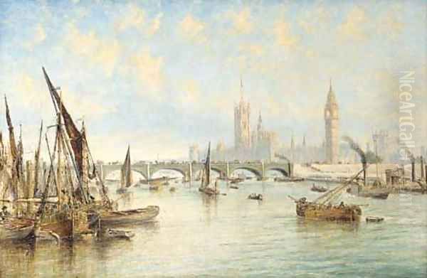 Westminster Bridge with the Houses of Parliament and Westminster Abbey Oil Painting by Francis Moltino