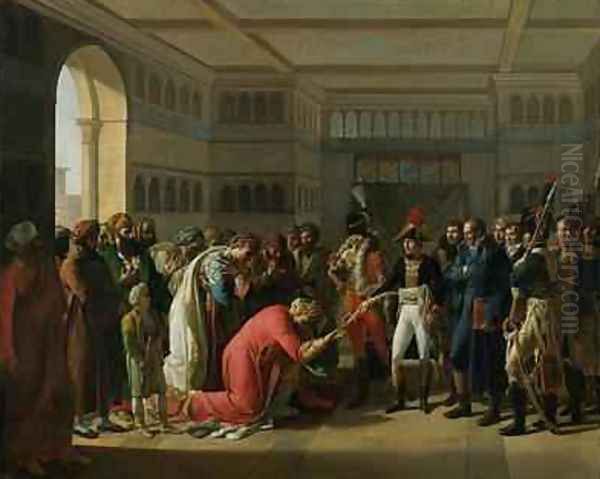 General Bonaparte Giving a Sword to the Military Chief of Alexandria July 1798 1808 Oil Painting by Francois Henri Mulard