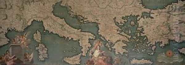 Map of Italy Greece and Asia Minor Oil Painting by Giustino Menescardi