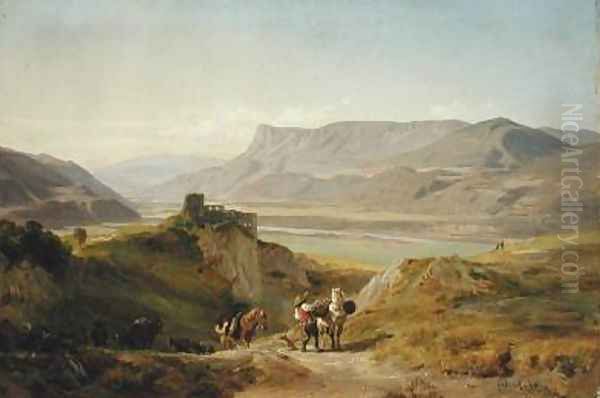 The Ruins of Brunnenburg Castle in the Etschtal Valley 1838 Oil Painting by Johann Georg Paul Mohr