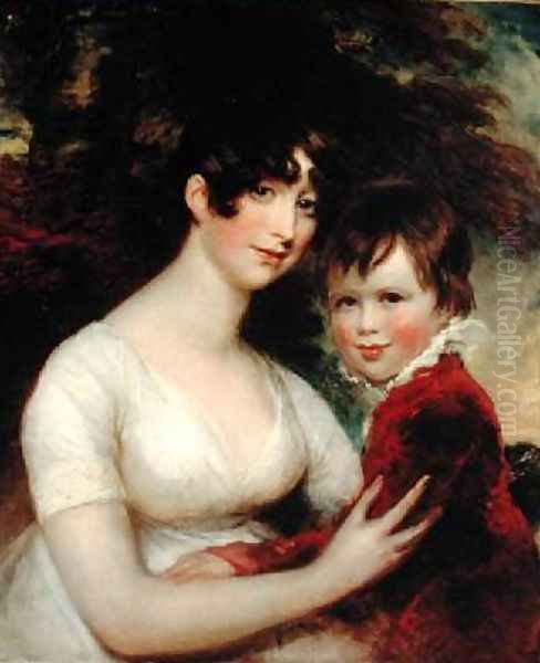 Portrait of Mother and Child Oil Painting by John James Masquerier