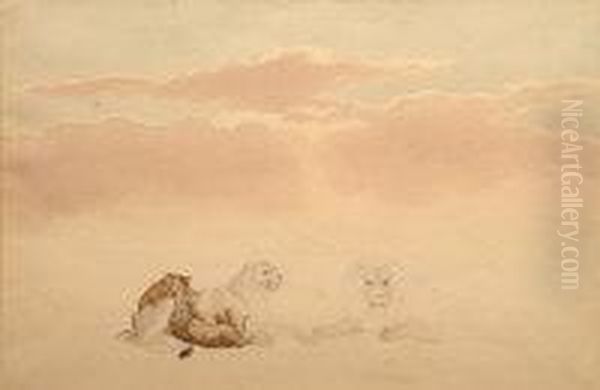 Lion Cubs Oil Painting by William Huggins