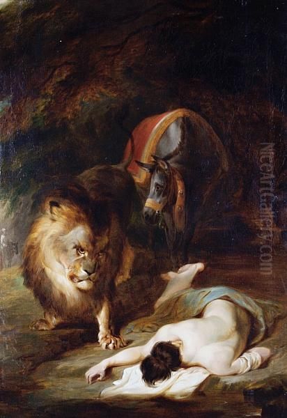 The Lion's Attack Oil Painting by William Huggins