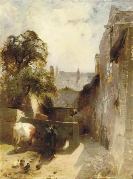 Bideston Farmhouse Oil Painting by William Huggins