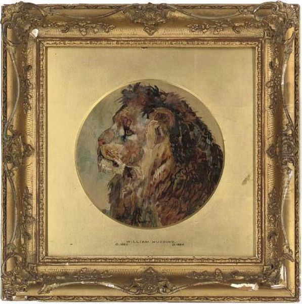 Head Of A Lion Oil Painting by William Huggins