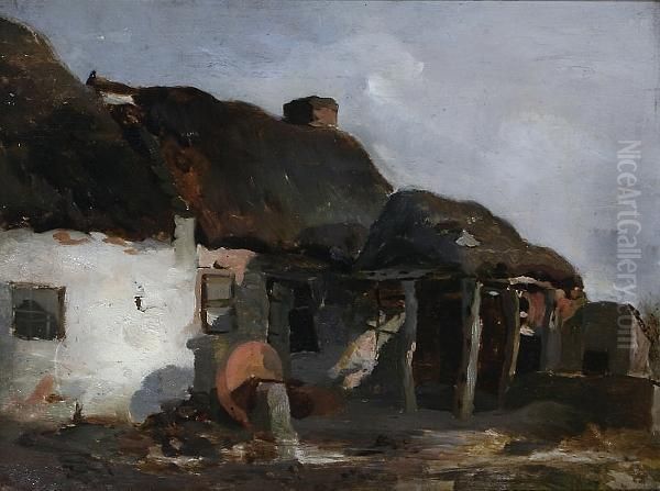 Old Cottage At Raby Mere Oil Painting by William Huggins