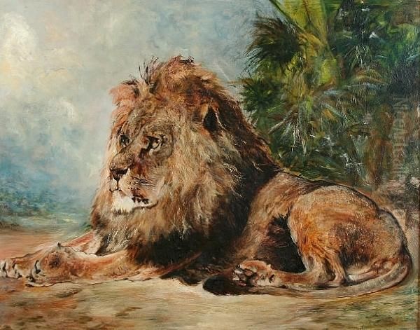 Lion Resting In Shade Oil Painting by William Huggins