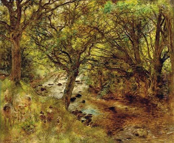 Pigs By A Stream Oil Painting by William Huggins