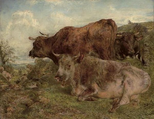 Highland Cattle Oil Painting by William Huggins