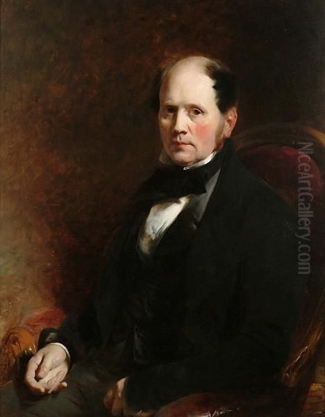 Portrait, Half Length, Of A Seated Gentleman Oil Painting by William Huggins