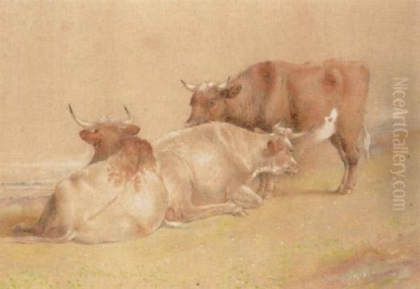 Cattle Oil Painting by William Huggins