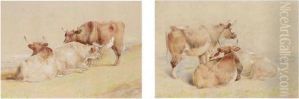 Cattle Resting Oil Painting by William Huggins