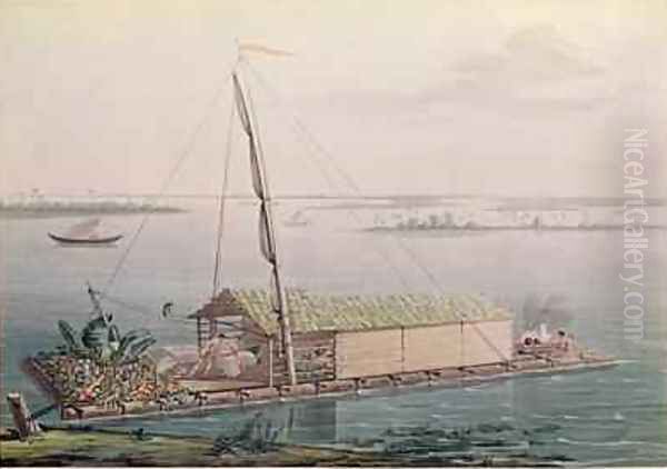 Raft on the Guayaquil River Oil Painting by Marchais, Pierre Antoine