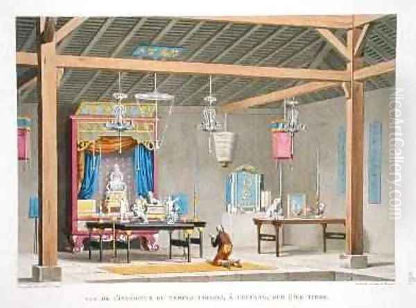 View of the interior of the Chinese Temple at Kupang on the Island of Timor Oil Painting by Marchais, Pierre Antoine