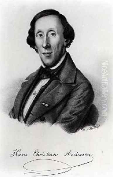 Portrait of Hans Christian Andersen 1805-1875 Oil Painting by Moller, Johan Frederick