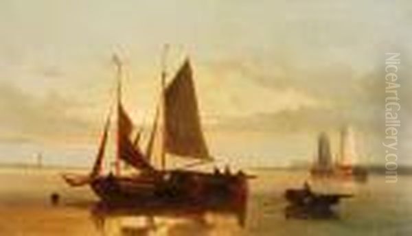 Fishermen Returning At The End Of The Day Oil Painting by Abraham Hulk Jun.