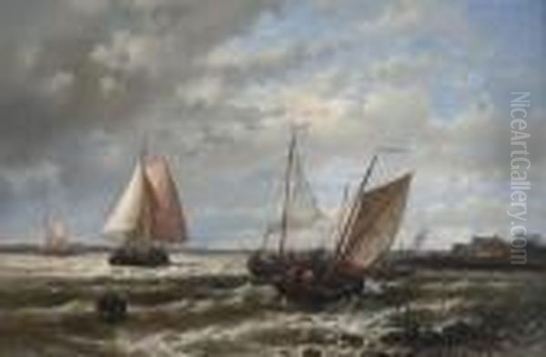 Sailing On Choppy Waters Oil Painting by Abraham Hulk Jun.