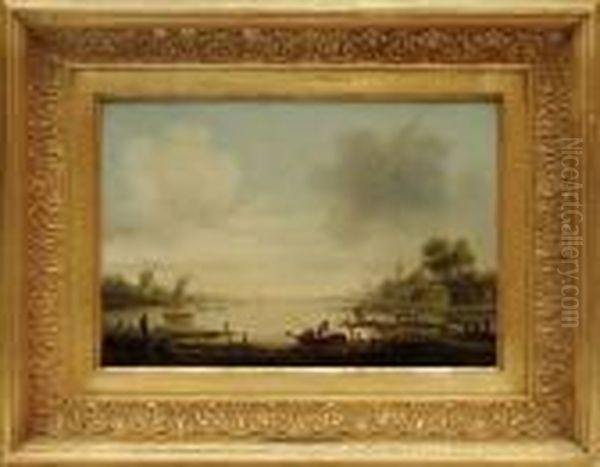 Dutch Coastal Scene Oil Painting by Abraham Hulk Jun.