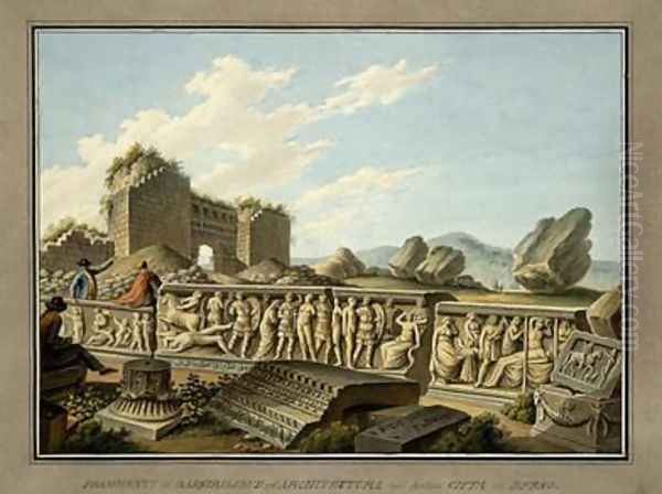 Roman remains at Ephesus 1797 Oil Painting by Gaetano Mercati