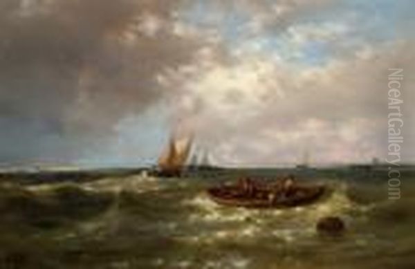 Fishermen On The Zuiderzee Oil Painting by Abraham Hulk Jun.