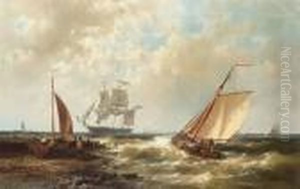 Shipping Off The Dutch Coast Oil Painting by Abraham Hulk Jun.