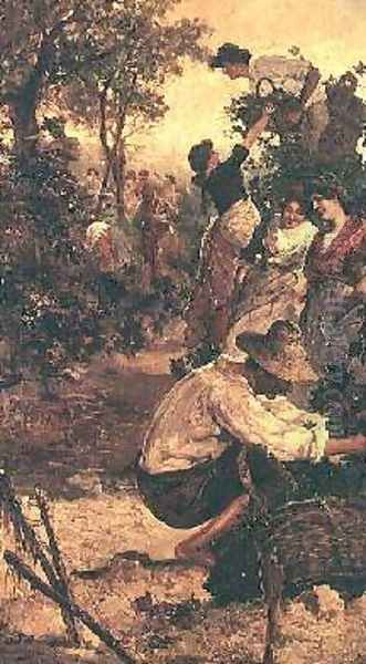 The Grape Harvest 1900 Oil Painting by M.F. Moles