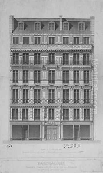 Design for a Block of Flats of the Haussmann style in the rue de la Paix Paris 1860 Oil Painting by Paul Mesnard