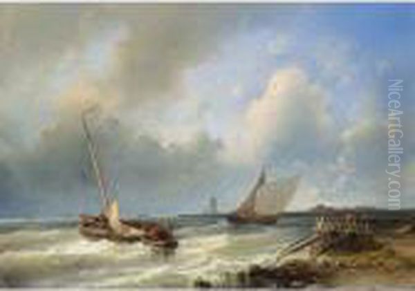 Shipping Off The Dutch Coast Oil Painting by Abraham Hulk Jun.