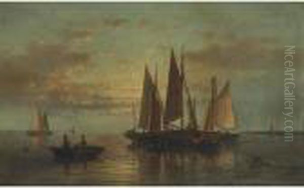 Crossing The Harbor Oil Painting by Abraham Hulk Jun.