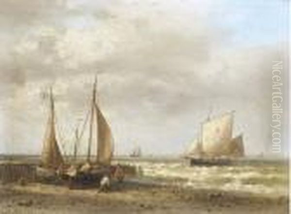 Shipping Off The Dutch Coast Oil Painting by Abraham Hulk Jun.