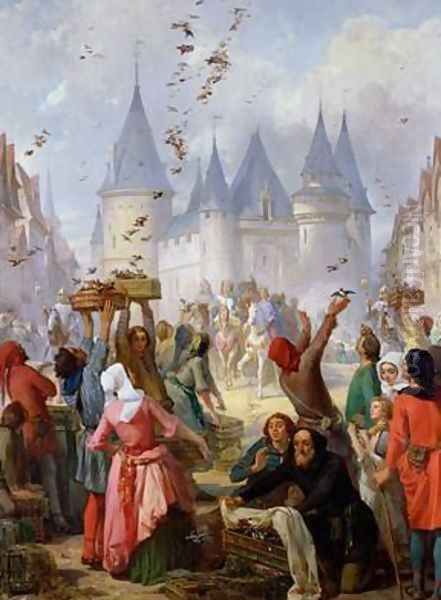 The Return of St Louis 1214-70 and Blanche of Castille 1188-1252 to Notre-Dame Oil Painting by Pierre Charles Marquis