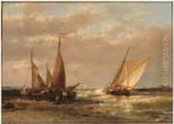 Harbour Entrance Oil Painting by Abraham Hulk Jun.