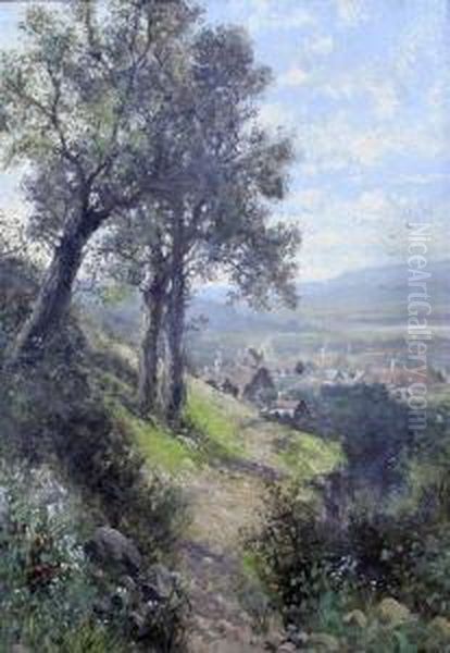 Downland Landscape Oil Painting by Abraham Hulk Jun.