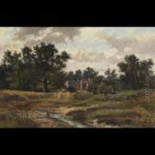 Near Reigate Surrey Oil Painting by Abraham Hulk Jun.