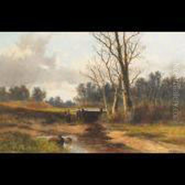 Autumn In Albury Park, Surrey Oil Painting by Abraham Hulk Jun.