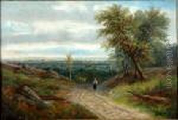 Faggot Gatherer On A Country Path Oil Painting by Abraham Hulk Jun.