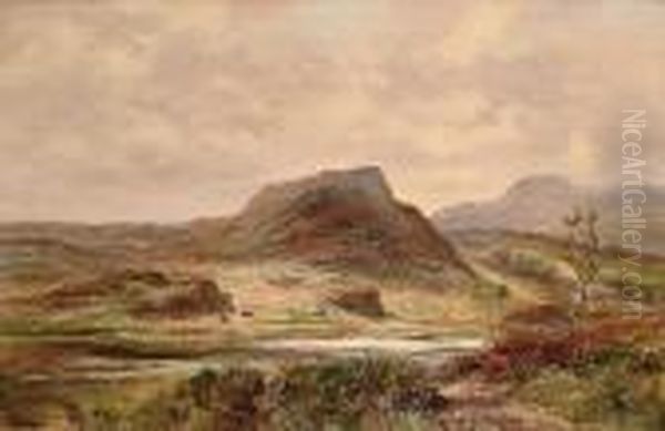 An Extensive Moorland Landscape Oil Painting by Abraham Hulk Jun.