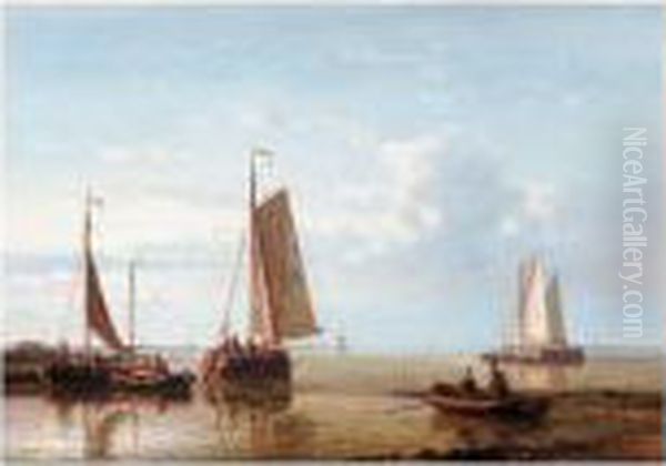 Shipping In An Estuary Oil Painting by Abraham Hulk Jun.