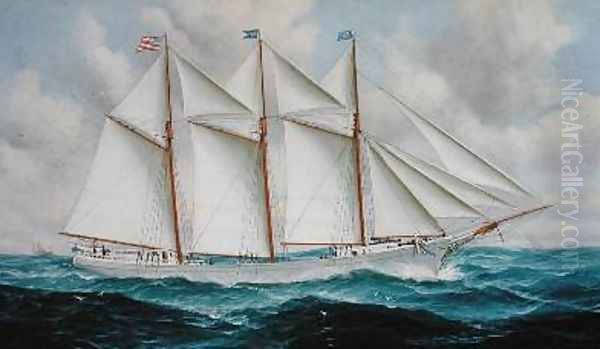 The Schooner Republic 1901 Oil Painting by John Henry Mohrmann