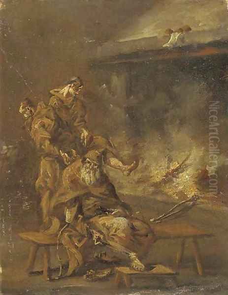 Capuchin friars by a fire Oil Painting by Alessandro Magnasco