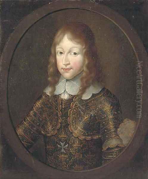 Portrait of a gentleman, half-length, in armour Oil Painting by Paul Mignard